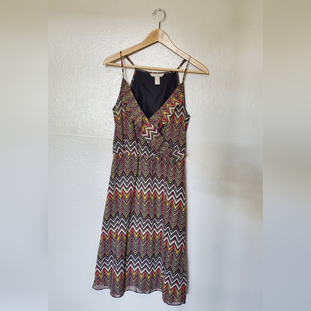 Banana Republic Chevron Tribal Print Ruffle Chiffon Midi Tank Top Dress